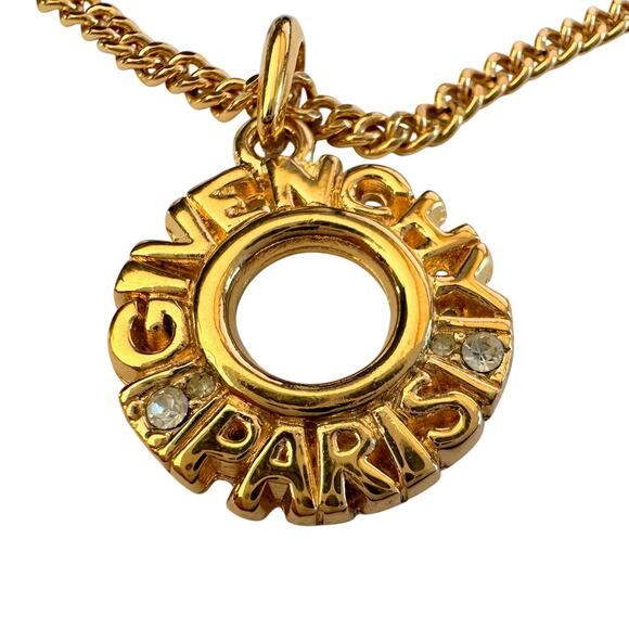 Givenchy Paris Round Pendant with Rhinestones Necklace and hang Tag - Picture 3 of 13